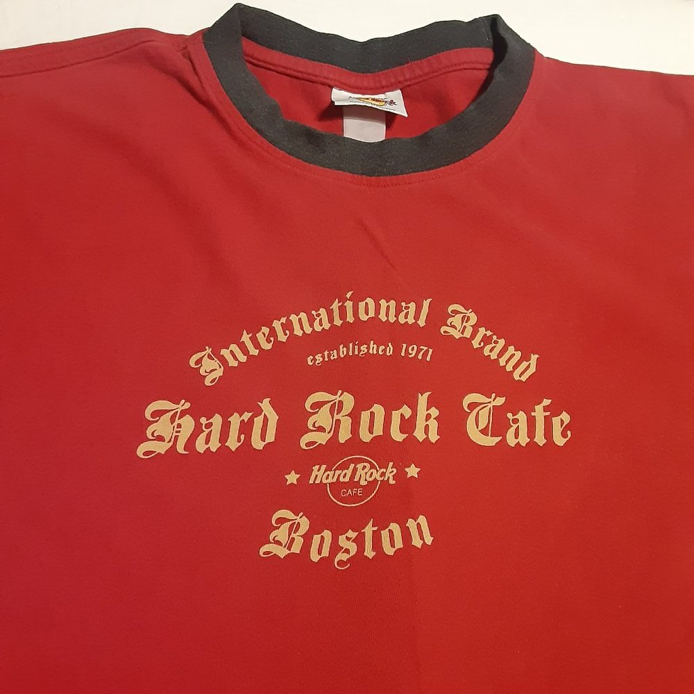 Hard Rock Cafe Boston Women's Ringer SS T Shirt in Size L/Men's M